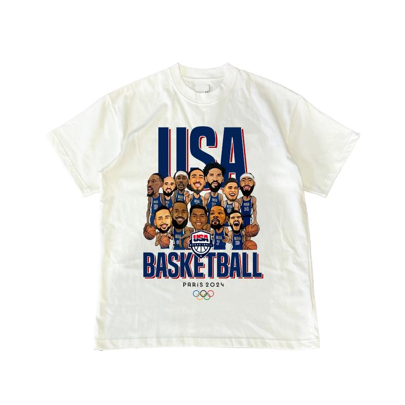 USA Baketball Champions 2024 T-Shirt Cotton Short-sleeve Retro Streetwear Tshirt Menswear Top unisex t-shirt