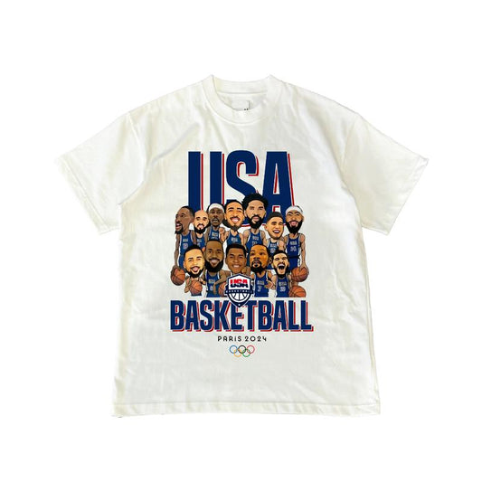 USA Baketball Champions 2024 T-Shirt Cotton Short-sleeve Retro Streetwear Tshirt Menswear Top unisex t-shirt