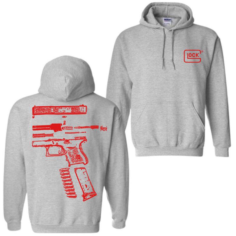 In Glock We Trust Black Hoodie with Multicolor Design - Classic Fit - Unisex - 5050 CottonPolyester , Love