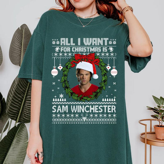 All I Want For Christmas Is Sam Winchester T Shirt, Sam Winchester T Shirt, Gift For Woman and Man Unisex T-Shirt Top Womenswear