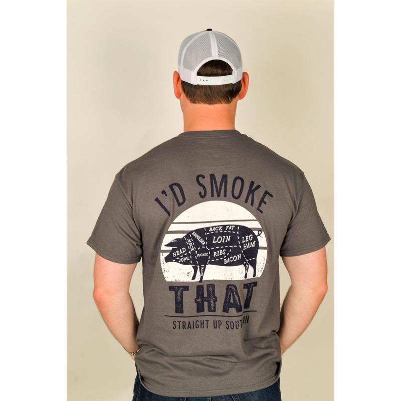 I'd Smoke That - Hog Silhouette T-Shirt - Grey