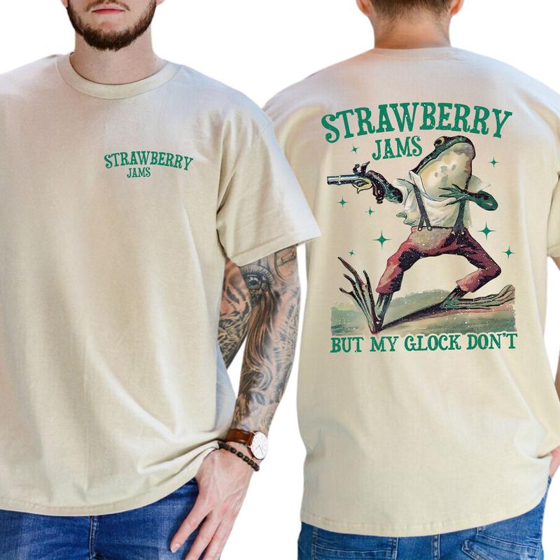 Casual, 2-sided Colors Strawberry Jams But My Glock Dont, Full Color, For Men ,Gift For men, Casual