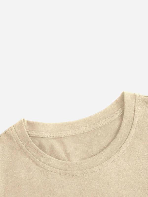 Women's Letter Print Drop Shoulder Tee, Casual Half Sleeve Round Neck T-shirt for Summer, Women's Top for Daily Wear