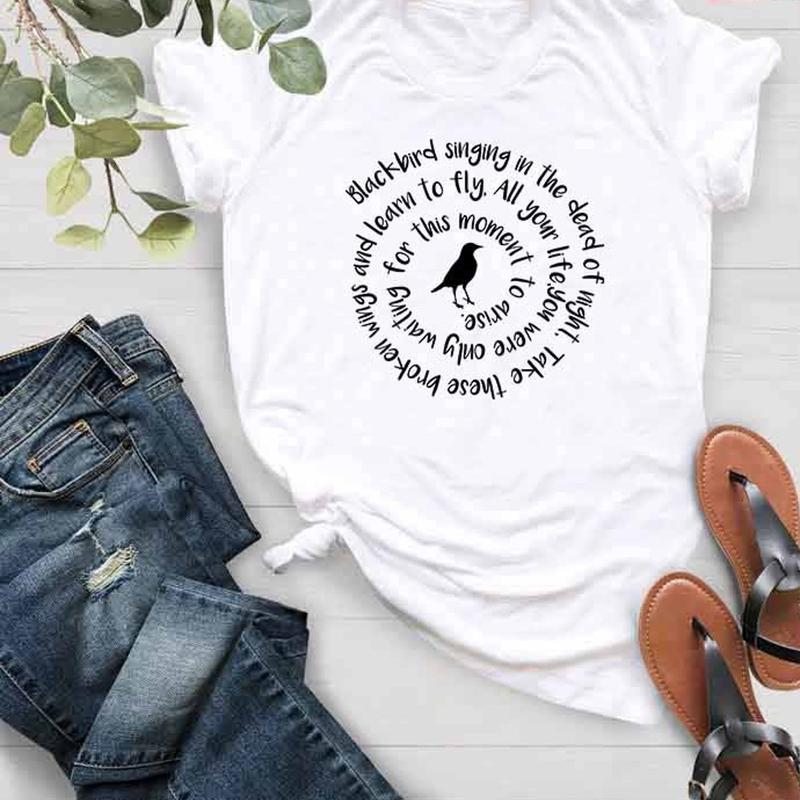 Blackbird Singing In The Dead Of Night Shirt, Blackbird Beatles Shirt, Beatles Lyrics, Music Shirts For Women, Music Lovers Gift Cotton Fabric