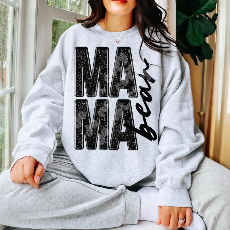 Checkered Mama Bear Sweatshirt - Ash Grey - Sublimation - Valentine’s Day - Unisex Jersey Sweatshirt