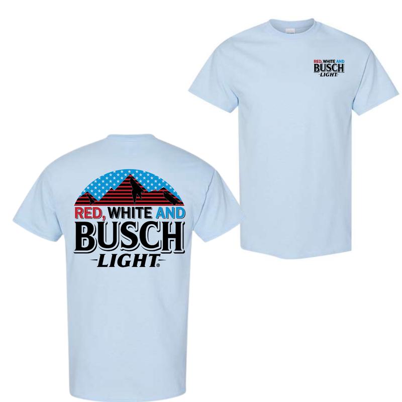 Red White And Busch Light 2 Sided T-shirt Busch For Men For Women