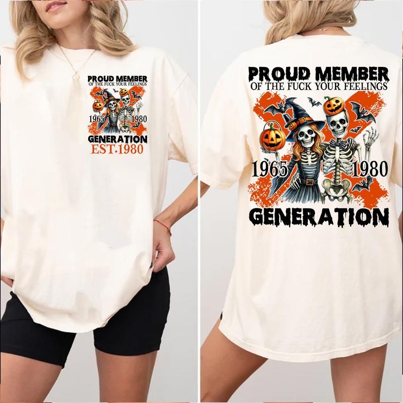 Gen X Halloween Member Shirt Custom Year 1980, FAFO Two Side, Raised On Hose Water Humor Tee