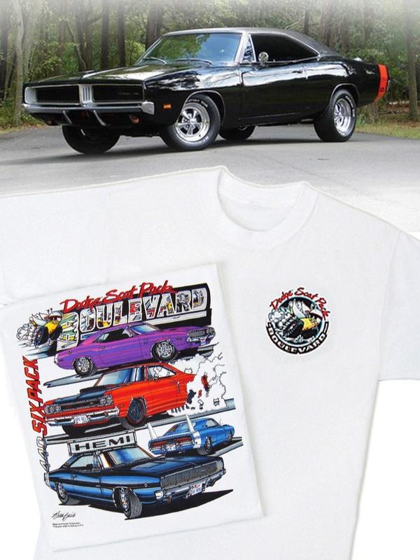 Dodge Scat Pack Boulevard White T-Shirt - Mopar Challenger RT Charger Super Bee Daytona