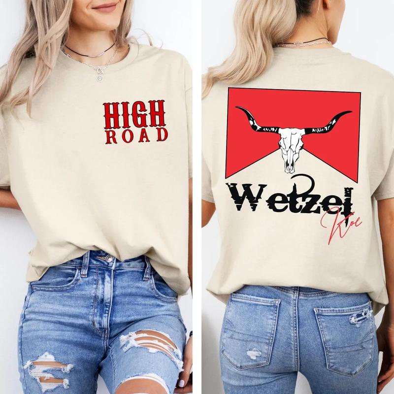 High Road KW Both Sides Tee, Concert Outfit, Bull Head K0e WetzeI Tee, Unisex Short Sleeve Tee Shirt, Casual Clothing