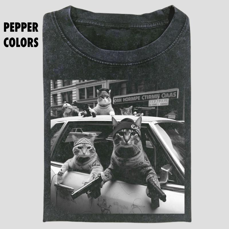 Funny Cat Gang Vinage Tee, Cat Shirt, Funny Graphic Tee, meme shirts, Unisex T-Shirt, Graphic Tee Gift For Men Women, Menswear Womenswear Top