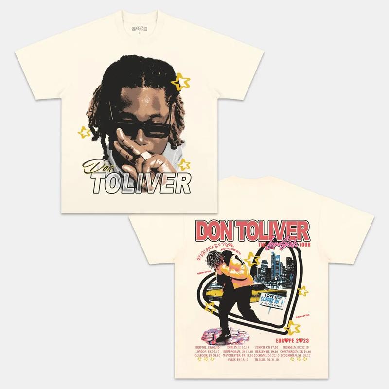 TOLIVER LOVE SICK TOUR Double Printed Short Sleeve Tee Cotton Vintage Shirt To Match Sneaker Hiphop Clothing Rapper Merch Shirt, Hiphop Tour Concert 2