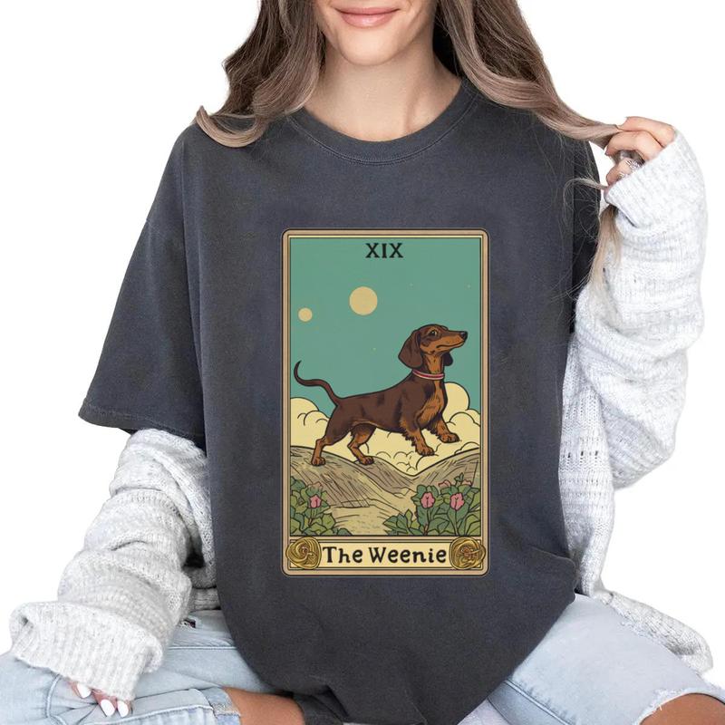 Dachshund T Shirt, Doxie Tarot Card T-Shirt Unisex Classic Cotton