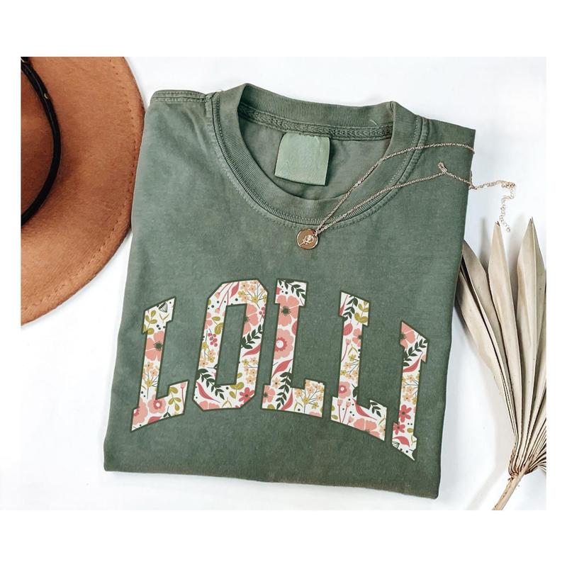 Floral Lolli Graphic Shirt, Christmas Grandma Lolli T-Shirt, Mother's Day Gift Tee for Lolli, Round Neck Casual Fit Womenswear