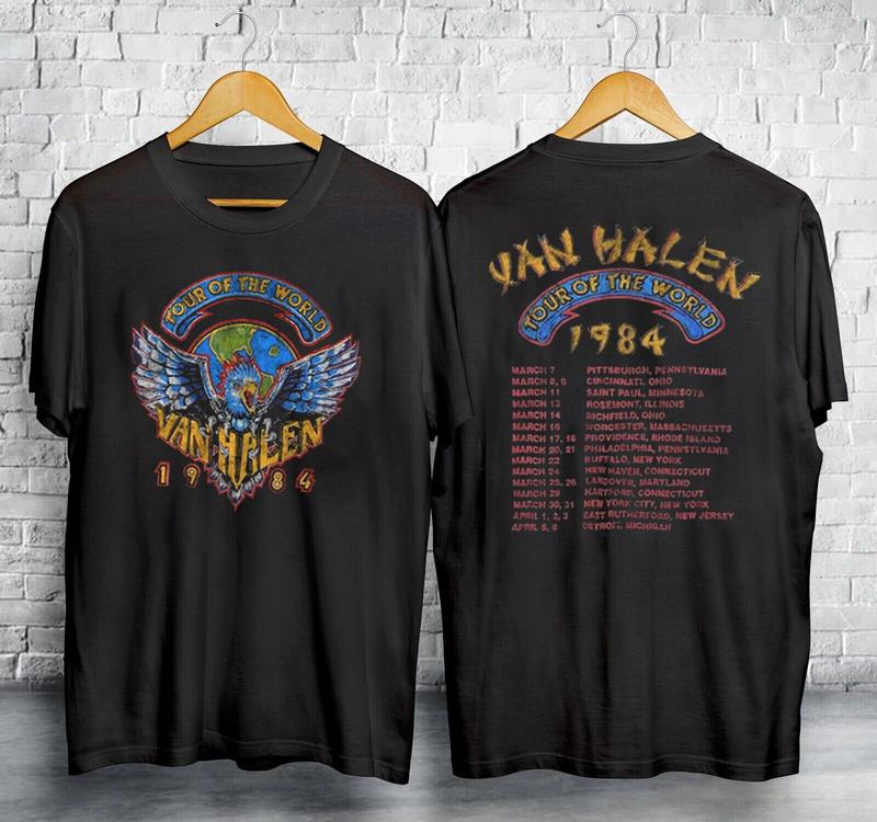 RARE!! Vintage 1984 Van Halen World Tour Monsters of Rock Shirt S-5XL Gift Fans, Van Halen Band Concert Shirt, tour Shirt, Band Tour Tee, concert tour