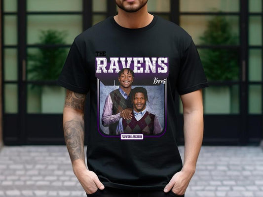 Lamar Jackson Zay Flowers Step Brothers T-shirt Classic Cotton Fabric Jersey Menswear Top Collar Decoration Graphic Medium Print Seamless Sleeve