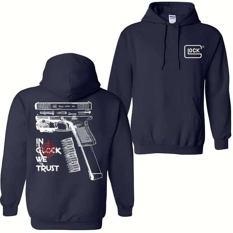 In GLock We Trust Hoodie - Glock Shirt- Full Color Double Sided - Men's & Women's Classic Fit Long Sleeve Hoodie - Menswear Casual Underwear