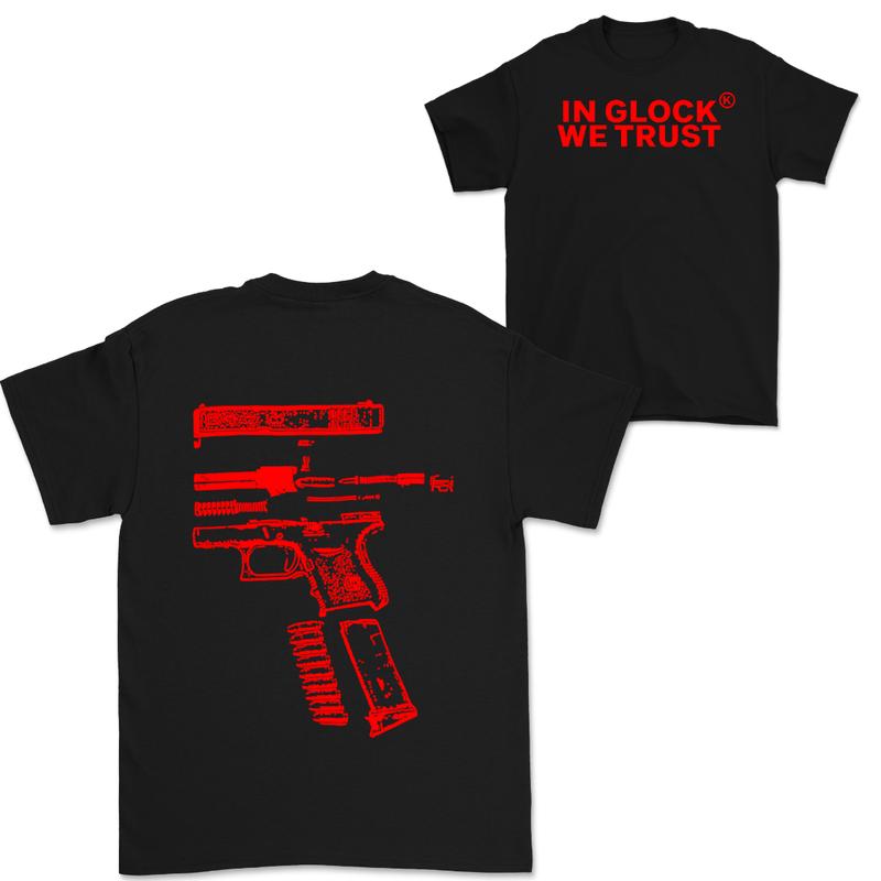 In Glock We Trust Double Side Black Version Shirt Menswear Top Tshirt Casual Classic