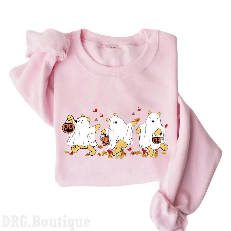 Winnie The Poooh Halloween Cotton Unisex Crewneck, Retro Poooh Ghost Halloween Sweatshirt, Spooky Season Sweaters, Halloween 2024 Merch Women's Shirt,