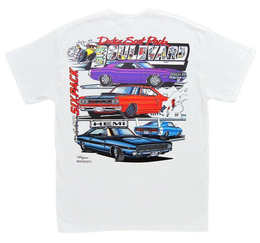 Dodge Scat Pack Boulevard White T-Shirt - Mopar Challenger RT Charger Super Bee Daytona