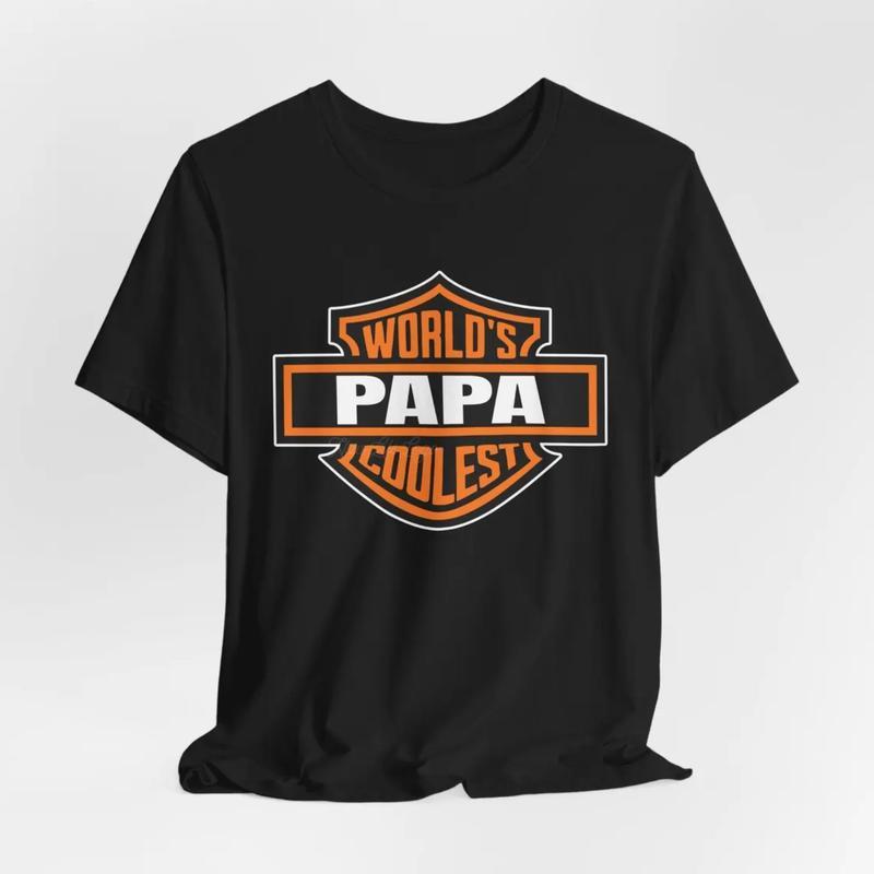 World's Coolest Grandpa Tshirt, Motorcycle Grandpa Nickname Funny Tee, Fathers Day Tee, Birthday Gift from Kids, Menswear Graphic Tops