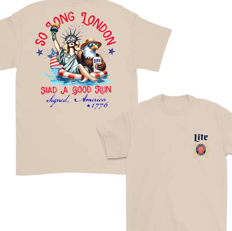 Miler Lite  So Long London 4th of July, ie Fangirl, Gift For Her, Fourth Of July 2 Side Shirt