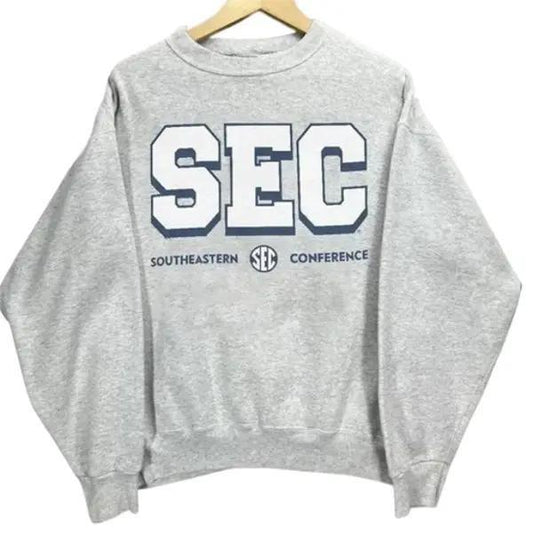 Sec Block Retro Sweatshirt, NCAA Southeastern Conference SEC Shirt, College Hoodie Cotton Menswear Sweaters Classic Polyester Spandex Sport