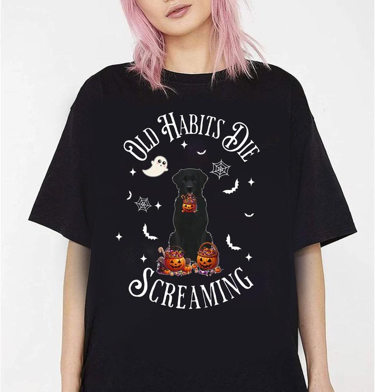 The Black Dog Halloween Shirts, Old Habits D1e Screaming Halloween SweatshirtHoodie
