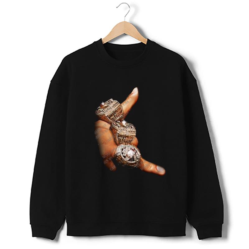 The G.O.A.T 3 Rings T-Shirt Greatest Of All Time T-Shirt Crewneck Cotton