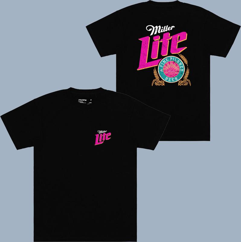 Miller Lite Graphic Tee - 2 Side - Vibrant Patterns - Unisex Fashion Choices - Shades For Everyone - Choose Your Fashion - Choose Your Fit