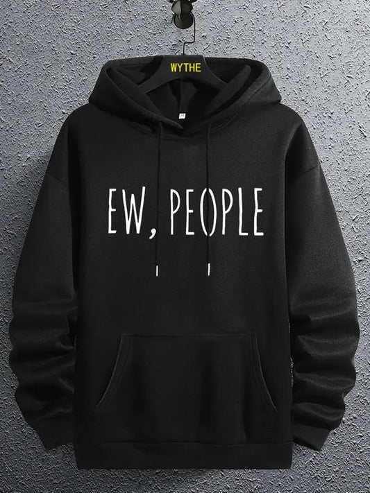 Men's Letter Print Drop Shoulder Hoodie, Casual Regular Fit Sweatshirt, Drawstring Pocket, Daily Holiday Outdoor Men's Wear for Spring & Fall