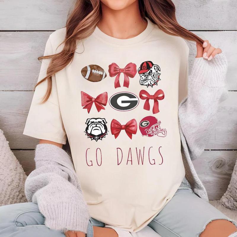 Georgia Bulldogs Bows Go Dawgs Shirt ,Coquette Bows Football Mascot Sports,Bulldogs Team Shirt, Game Day Shirt, Bulldogs Fan Shirt, Bulldogs School Sp