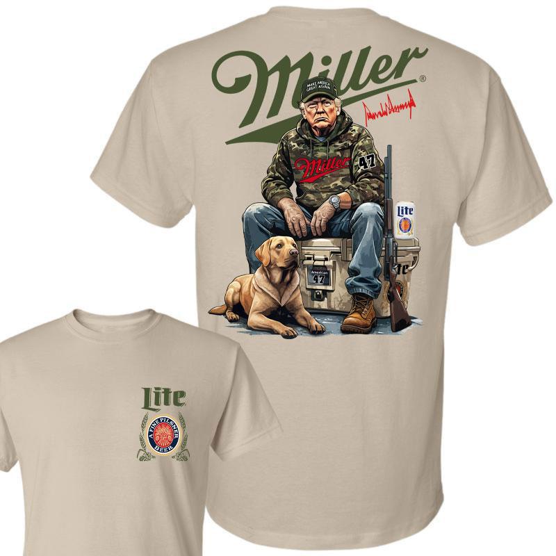 Trump Hunting Signature Miller Lite Shirt , Trumpp won 47th president Election 2024, Trumpp Supporter, Miller Lite Shirt, Trump Hunting With Local Shi