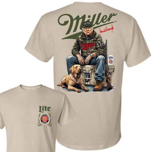 Trump Hunting Signature Miller Lite Shirt , Trumpp won 47th president Election 2024, Trumpp Supporter, Miller Lite Shirt, Trump Hunting With Local Shi