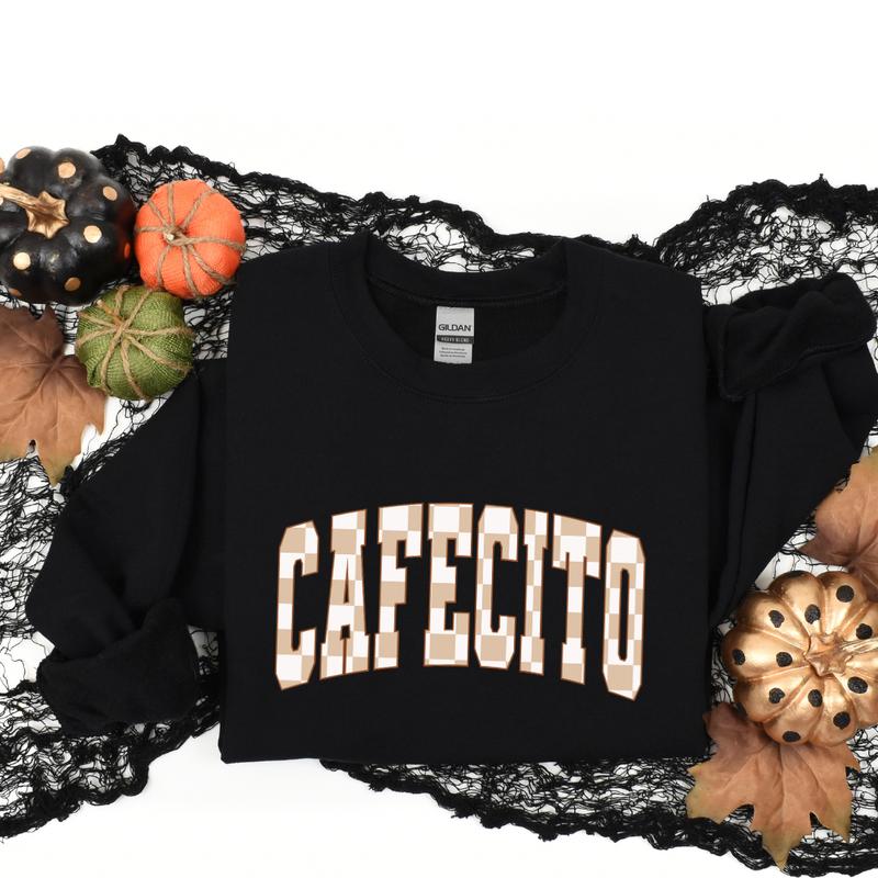 Cafecito Checkered Tshirt or Crewneck Sweater