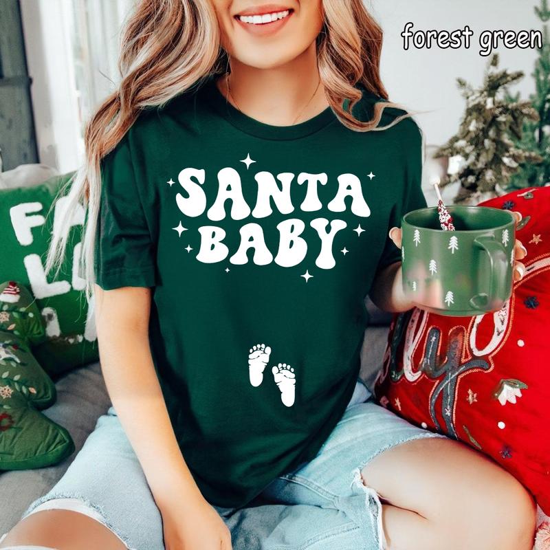 Christmas Pregnancy Announcement Sweatshirt, Santa Baby Shirt,Pregnant Tee,Baby Announcement,Christmas Maternity,New Mom,Pregnant Santa Baby