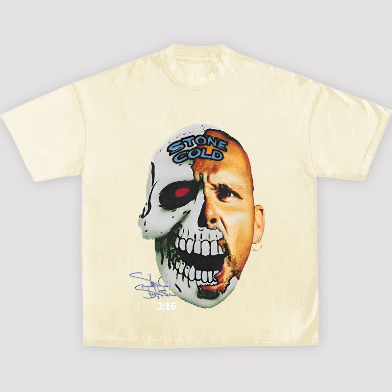 STONE COLD TEE, Wrestling Graphic Shirt, WWE Tee, Sports T-shirt, Athlete Shirt, Wrestling Gift, Fitness Tee, Crewneck Clothing Cotton Menswear
