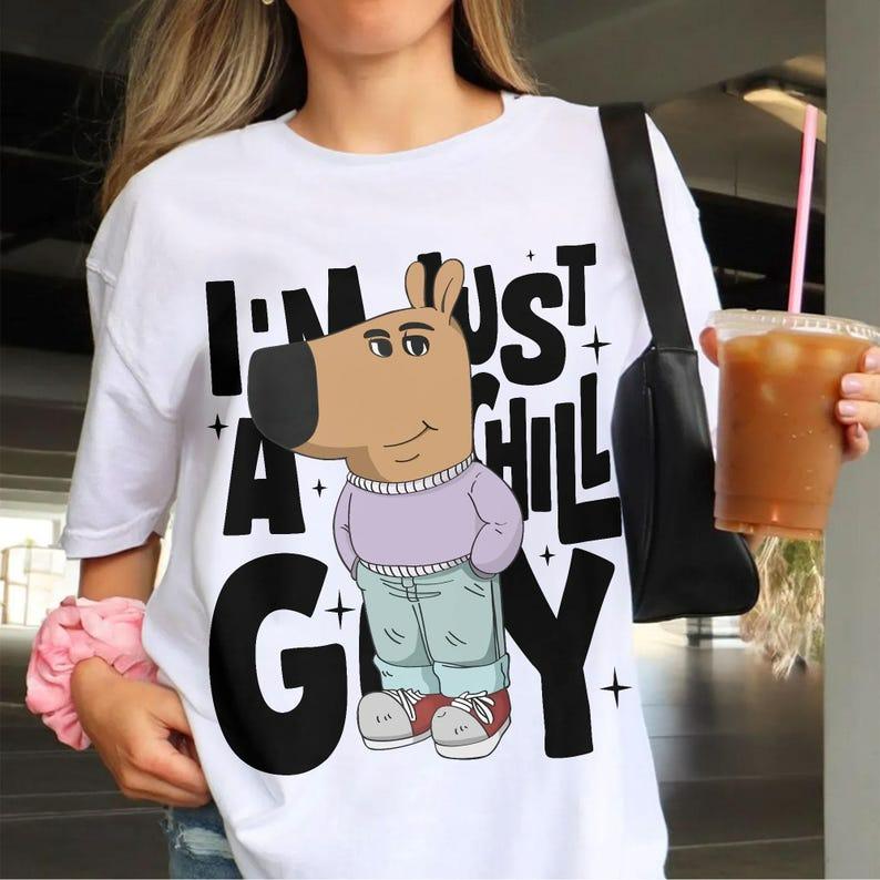 I'm Just A Chill Guy TShirt, Viral Dog Cartoon Shirt, Chill Guy Meme Gift Boyfriend Gift Shirt