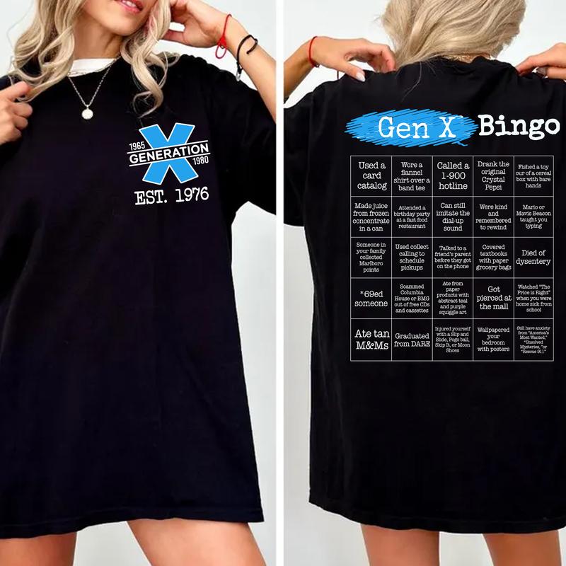 Gen X Bingo Shirt Generation X, Custom Year 1977, FAFO Two Side, Raised On Hose Water Tee