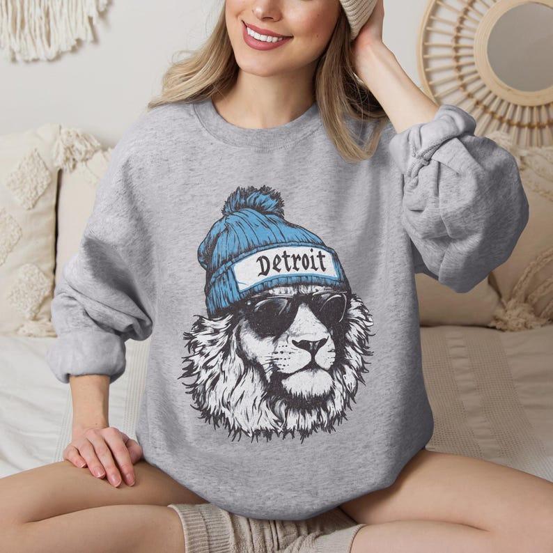 Detroit Football Crewneck Sweatshirt, Vintage Sports Fan Apparel, Trendy Game Day Gift, Unisex Detroit Sweatshirt, Detroit Football Fan