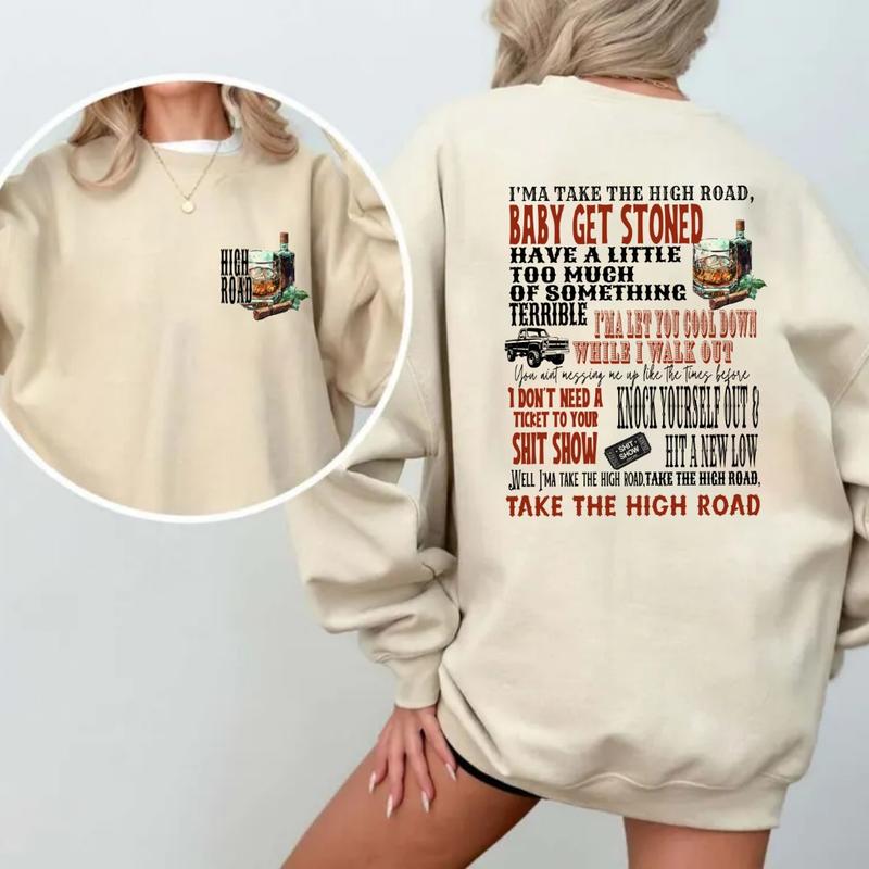 Take The High R0ad Both Sides Sweatshirt , K0e Western Vibes Shirt, Concert Outfit, Unisex Short Sleeve Crewneck Sweatshirt Womenswear