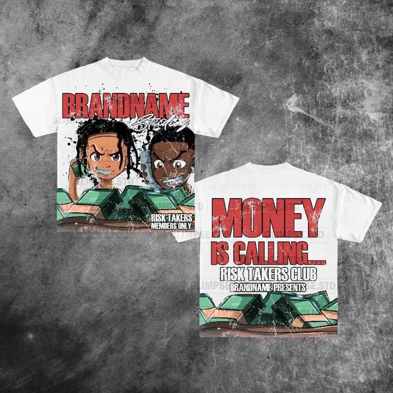 Y2K Graphic Money Is Calling Personalize Printed Tshirt Casual Cotton Crewneck Classic