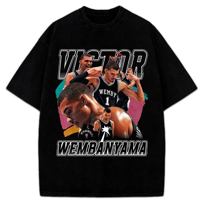 Victor Wembanyama Wemby Space Monstar Jam 90's Vintage Style Retro Custom Graphic Design T-Shirt Crewneck Cotton Menswear Top