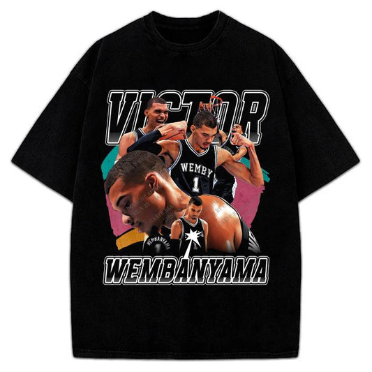 Victor Wembanyama Wemby Space Monstar Jam 90's Vintage Style Retro Custom Graphic Design T-Shirt Crewneck Cotton Menswear Top