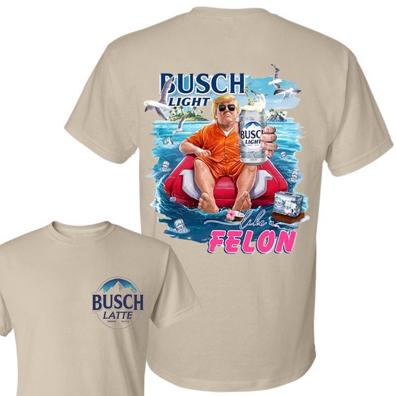 B.u.s.c.h 2024 Chillin Like A Felon Unisex 2-Sided Shirt 2024 Shirt Soft Cotton Shirt, Casual Graphic Round Neck T-shirt for Summer, Beer Party Summer