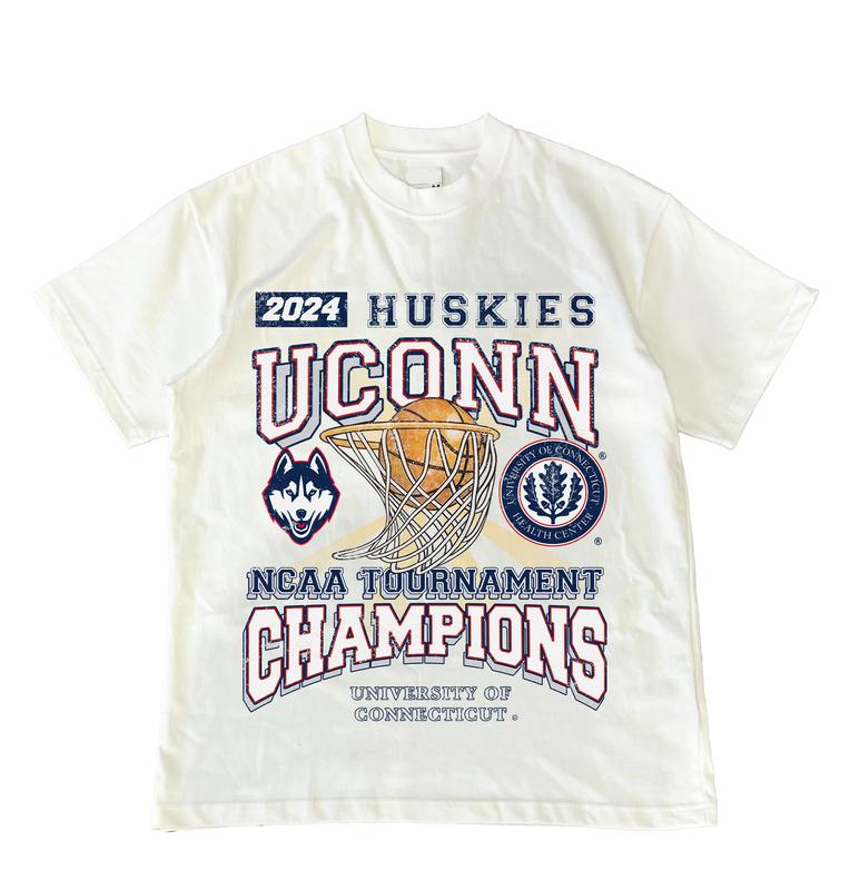 University of Connecticut UConn Champions T-Shirt Cotton Short-sleeve Retro Streetwear Tshirt Menswear Top Graphic Casual