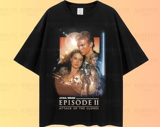Vintage Attack Of The Clones Shirt Star Galaxy'S Edge Wars Movie Poster Shirt Anakin Skywalker Padme Amidala WDW Star Galaxy'S Edge Wars Gift