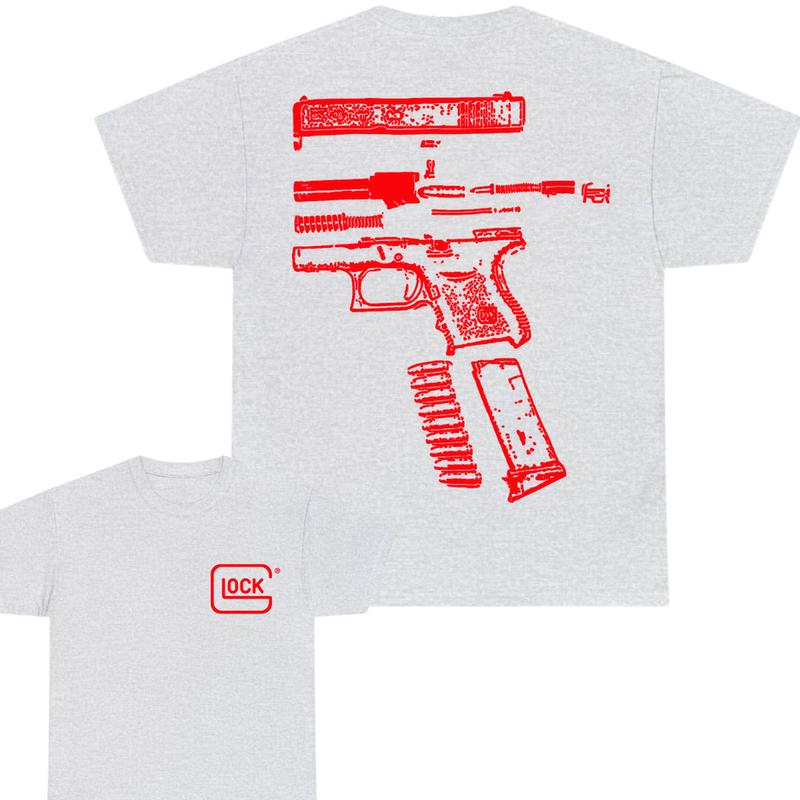 IN GLOCK WE TRUST 2 side T-shirt,Design Red, T-shirt For Men, GIft For Men,Full color, Menswear Top