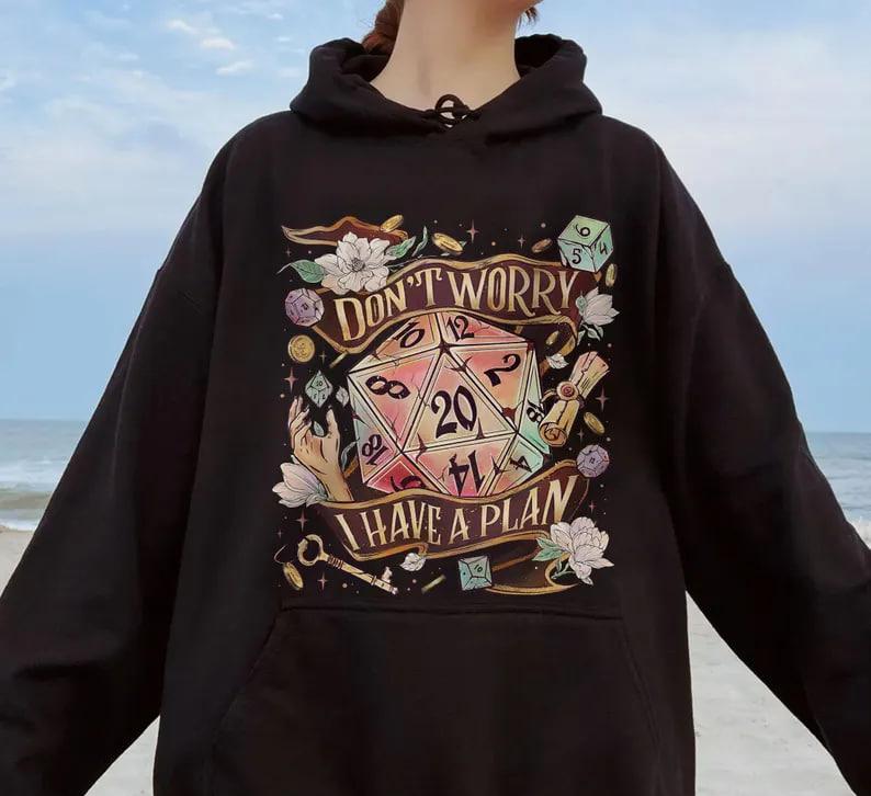 Don't Worry I Have A Plan Sweatshirt, D20 Dice Tshirt, Dnd Fan Crewneck, Gifts For Gamer, D&D T-Shirt, Gamer Tee, Gift For Him