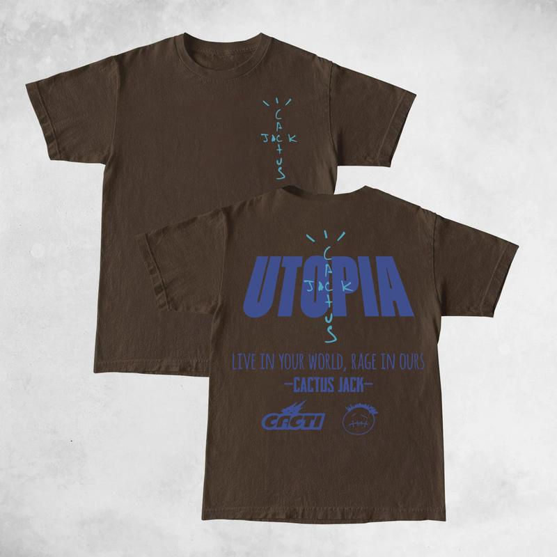 Travis Cactus Utopia Live In Your World Rage In Ours Double Sides Front And Back Tshirt Cotton Unisex Shirt Rap Shirt Rapper Rap Tee Hiphop Shirt Musi