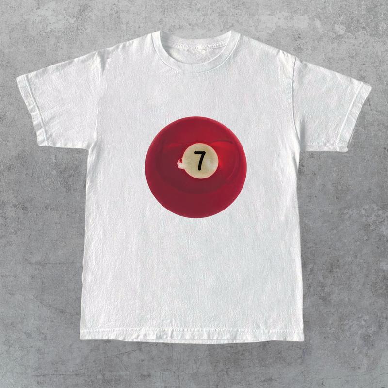 Vintage 7 Ball 90s Graphic T-Shirt, Retro Billard  Shirt, Y2k Lucky Tee, Cool 80s Billard Gift, Y2k Clothing